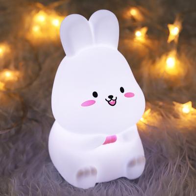 China Bunny Light Up Silicone Animal Mobile Night Light Baby Silicone Body LED Touch Light Rechargeable Night Light for sale