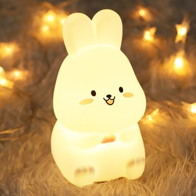 China Moving Body Rabbit Silicone Baby Nursery Lamp Breathable Led Night Light Bedside Table Bed Lamp Night Light For Baby Kids for sale