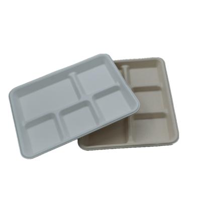 China Disposable Food Food Tray 5 Compartments Lunch Tray Paper Serving Trays for sale