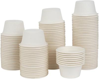 China Eco - Friendly Party Puff Bagasse Cups 2 Ounce Bagasse Cups With Lids Sauce Condiments Containers for sale