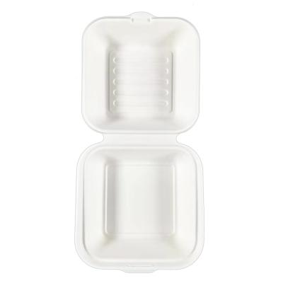 China Compostable Fast Food Food Packaging 6 Inch Plant Fiber Biodegradable Lunch Box European Style for sale