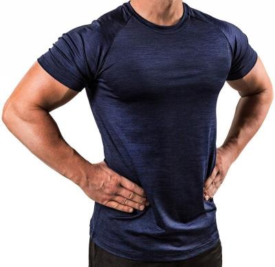 China 100% Polyester Quick Dry Men's Athlete Sportswear Bamboo Fiber Men's Anti-Wrinkle Fiber Fitness Clothing Workout T-Shirt for sale