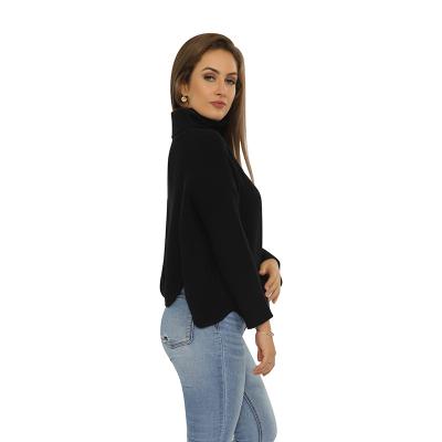 China Top quality factory wholesale ladies sexy turtle neck sweater with keyhole on the back for sale