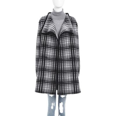 China Casual Warm Anti-Wrinkle Knitwear Manufacturer Womens Long Sleeve Lapel Plaid Knitted Coat for sale