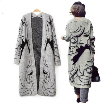 China Fashion Breathable Unique Design Loose Long Sleeve Knit Coat Ladies Cardigan Women's Sweaters Long for sale