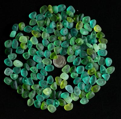 China CLASSIC 20 Pcs Lot Center Drilled Sea Beach Lime Green Teal Turquoise Aqua Glass Jewelry Use for sale