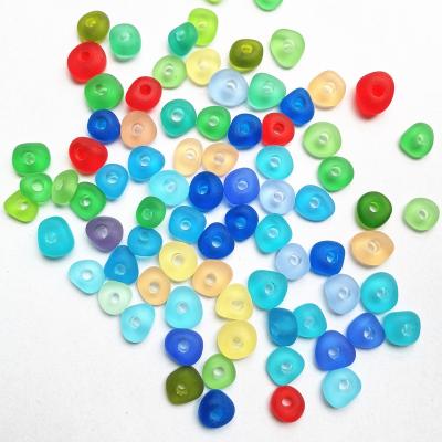 China Cute 10 Pcs 4 Mm Big Holes Center Drilled Beach Sea Glass Beads Wholesale For Jewelry Making for sale