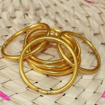 China Zooying CLASSIC Jelly Silicone Bracelet Gold Foil Silver Foil Buddha Temple Prayer Bracelet Gold-foil Silicone Bracelet for sale