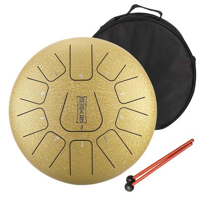 China Carbon Steel Hluru Tongue Drum 11 Note 10 Inch Steel Handpan Percussion With Protrusion THF11-10 for sale