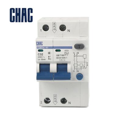 China High Standard Plastic Silver Copper Cqb5al-63 4.5ka Manufactur RCBO Circuit Breaker Terasaki 230/400V Residual Current Operated Electric AC for sale