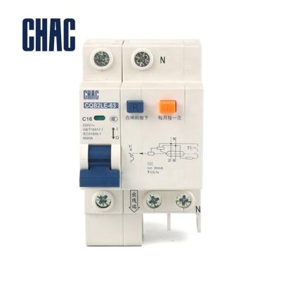 China PA66 AC Circuit Breaker 2020 MINI Electrical Reclosing Circuit Breaker (Reinforced Nylon) CHAC CQB2LE-63 1P+N New Design for sale