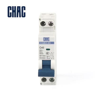 China PA66 (Reinforced Nylon) CHAC CQB2-40 1P+N Factory Directly Sell Mini Circuit Breaker AC MCB for sale