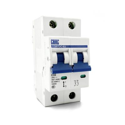 China DC 550V 1000V Mcb Miniature Electric Air Circuit Breakers DC Mcb DC MCB 2poles 4poles CHAC PV 63A Overload Protector Switch 4.5kA/6kA for sale