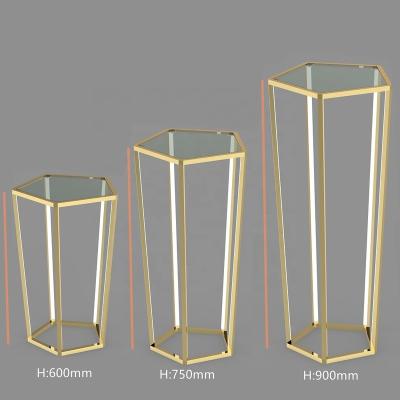 China China manufacturer supply stainless steel high polish stainless steel wedding pedestal led pedestal stands for flowers for sale