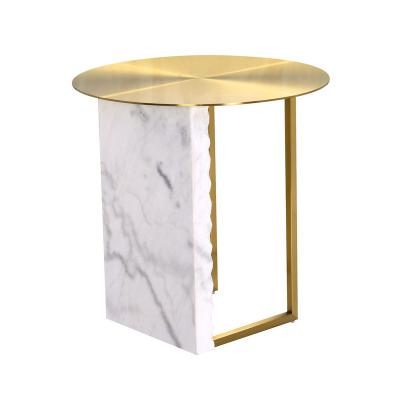 China Modern white marble gold table side brushed stainless steel gold decor table stainless steel leg coffee table for sale