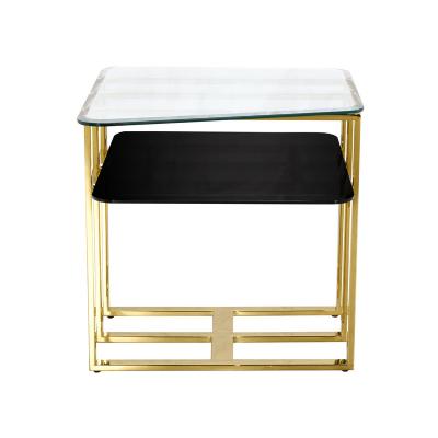 China Modern Simple Squar Marble Top Glass Bell Stainless Steel Cafe Tea Center Low Side Coffee Table Table for sale