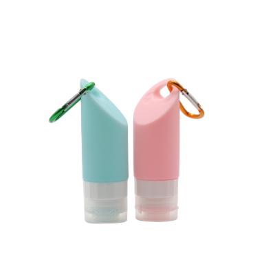 China Travel Packaging Cosmetic Cheap Silicone Hand Sanitize Bottle 60ml Soft Squeeze Shampoo Bottle With Key Chain for sale