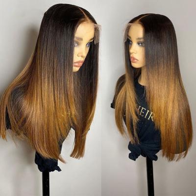 China Nadula Hair Wigs Silky Straight Dark Roots Half Wave Ombre Black And Honey Blonde for sale