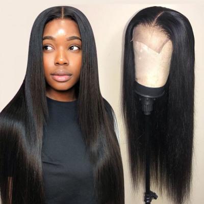 China Cheap Cheap Silky Straight 150% Density Mink Brazilian Remy Black Human Hair Thick 4X4 Plucks Pre Plucked Lace Closure Wigs 28 Inches Straight for sale