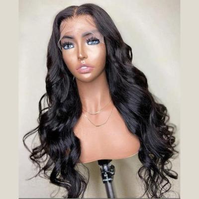 China Black Silky Wave 20In Density 180 Silky Straight Full Body Wave Hd Transparent 360 Lace Up Caucasian Hair Wigs for sale