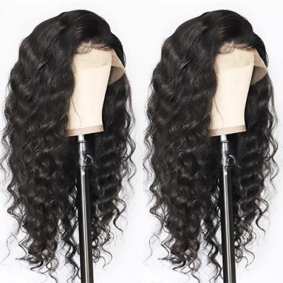 China Top Quality Knot 1B Silky Straight Wave Small Black Pre Plucked Swiss Human Hair 360 Hd Transparent Lace Raw Loose Wave 5X5 40 Inch Lace Closure Wigs for sale