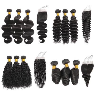 China Cheap Silky Straight Wave Class 4x4 5x5 Lace Closure 20inch Deep Wave Hair Top 3 Bundles With Closure Bundle Seller for sale