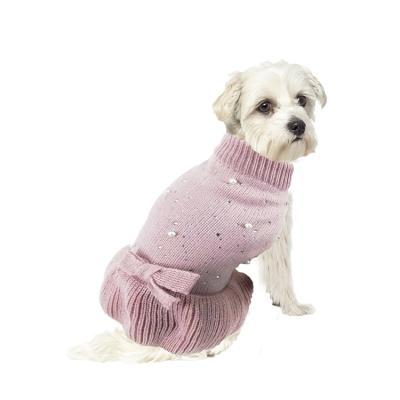 China Sustainable Princess Style Knitted Dog Sweater Dress Clothes for sale