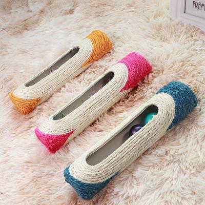 China Long Ball Cat Scratcher With 3 Drum Cat Toys Funny Interactive Cat Scratch Board Sisal Tube Sisal Natural Pet Viable Inside for sale