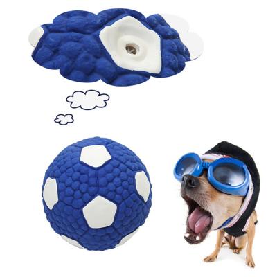 China Viable Dog Toys Wholesale Viable Dog Toys Natural Squeaking Soccer Volleyball Latex Rugby Toy Football Latex Dog Ball Chew Toy for sale