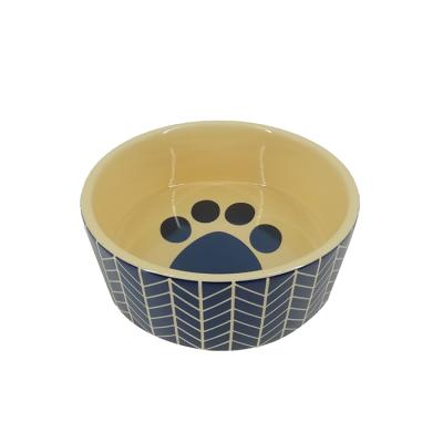 China Viable Wholesale Custom Round Porcelain Dog Bowls Nordic Water Food Dog Cat Feeder Ceramic Pet Bowl for sale