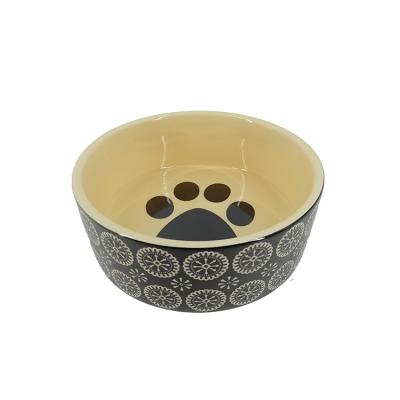 China OEM Sustainable Cats Ceramic Pet Bowl Round Feeding Water Dogs Bowls for sale