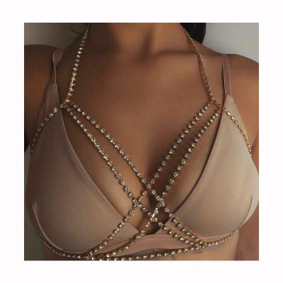 China Diamond Necklace Rhinestone Body Chain Lingerie Rhinestone Body Chain Sexy Crystal Body Jewelry Bras Summer Fashion Beach Sexy Eco-Friendly Boho for sale