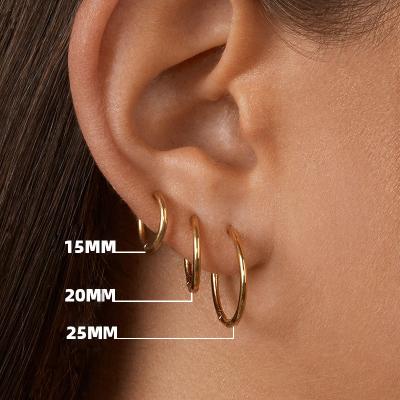 China TRENDY Bayes Minimalist Gold Plated Stainless Steel Hoop Earring Small Medium Large Hoop Earrings For Women for sale