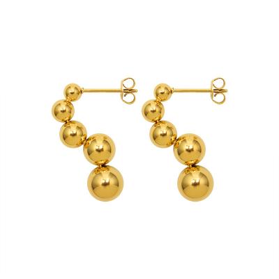 China French Delicate High Quality Vintage Anomaly 18K Gold Plated Beaded Stud Jewelry Earrings for sale