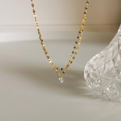 China BAYES CLASSIC French Elegance Silver 925 With Real Gold Plated Zircon Necklace Baguette CZ Pendant Necklaces Jewelry For Women for sale