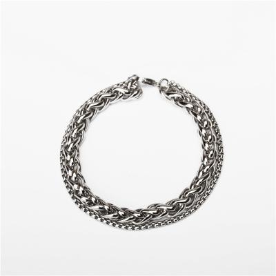 China FASHIONABLE men's stainless steel bracelet men's personality charm flower basket chain double layer bracelet ornaments for sale