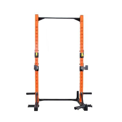 China Commercial Adjustable Steel Squat Machine Half Power Rack for Back Workout Home Gym Equipment for Bodybuilding Space-Saving Barbell Rack for sale