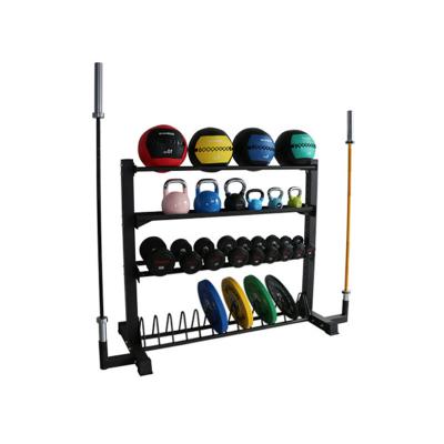 China Commercial Gym Fitness Powerhouse Package Fully Loaded Dumbbell and Weight Plate Rack with Bar Storage Store Rack for sale