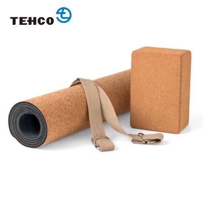 China Custom Copy Logo Natural Eco Friendly Cork Wholesale High Quality Rubber Gym And Yoga Equipment Mat High Elasticity And Quick Dry. for sale