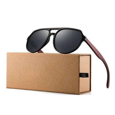 China Fashion Sunglasses Wood Frame Polarized Sunglasses Glass Custom Blue Bamboo and Wood Glass Unisex Sunglasses for sale