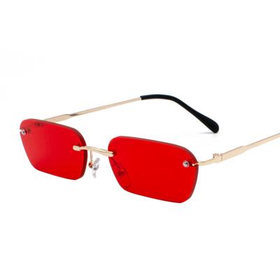 China Fashion Sunglasses Wholesale Rimless Metal Rimless Rectangle Sun Glasses Randloze Small UV400 Gafas de Sol Unisex Gafas Sunglasses for sale