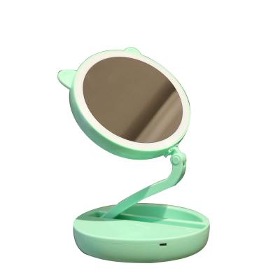 China Portable New Arrival Flat Cute Dressing Table Mirror Srate Mirror Wireless Charging LED Fashionable Lighted Makeup Mirror for sale