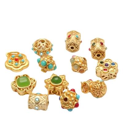 China METALS Plating Antique Sand Gold Accessories Inlaid Small Spacer Beads Spacer Bracelet Accessories Jewelry Materials Wholesale for sale