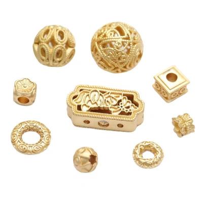 China METALS Color-preserving Sand Gold Flat Around Barrel Shaped Lion Separation Bead Scattered Beads Lulutong Pendant for sale