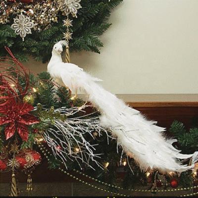 China 120cm Real Peacock High Quality Handmade Christmas White Feather Peacock for sale