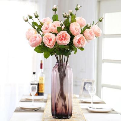 China Factory Widely Used Simulation White Silk Red Rose Artificial Flower Rose for sale