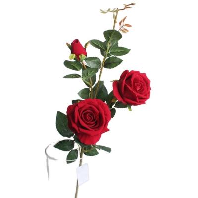 China New Style Indor Flannel Decoration Wholesale Artificial Flower Silk Wedding Rose for sale