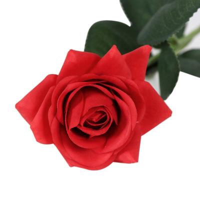 China Artificial Natural Touch Blush Real Touch Single Silk Red Rose Flowers For Home Decoration for sale