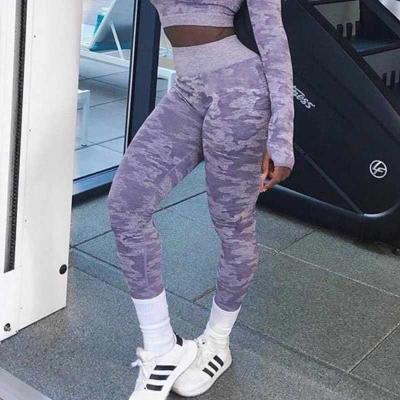 China Latest Breathable Yoga Pants Women Fitness Workout Camouflage Print Yoga Pants Seamless Compression Gym Gaiters for sale