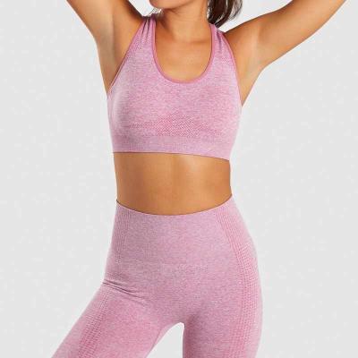 China Breathable Soft Seamless Sports Bra And Yoga Pants Set Women Jogging Clothing Set Crop Top Fitness Workout Gaiters Sports Set for sale